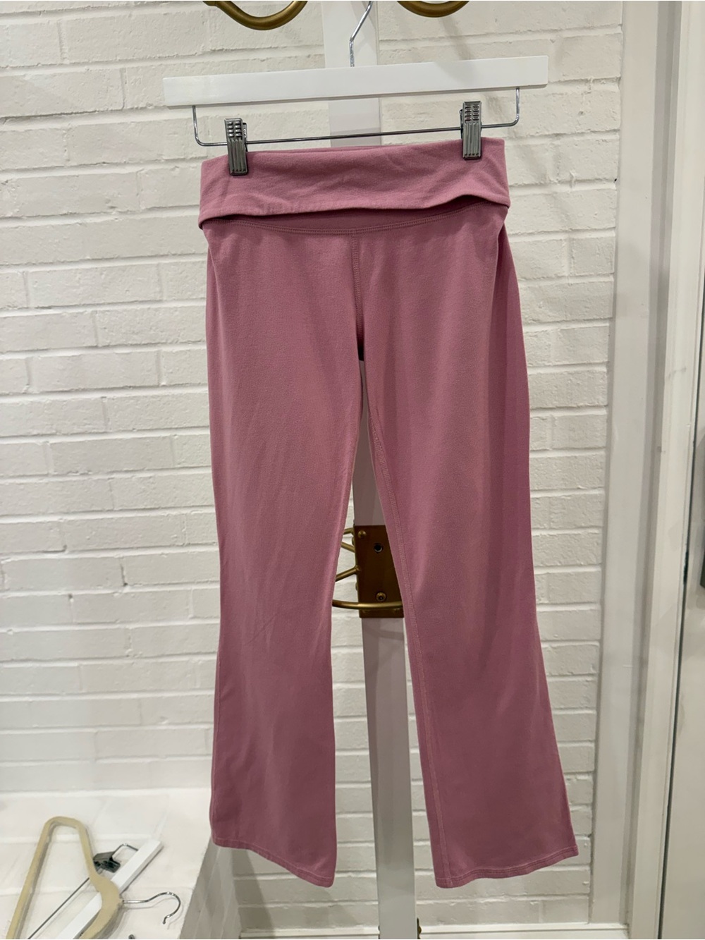abercrombie kids Rose Pink Fold-Over Waist Flare Leggings